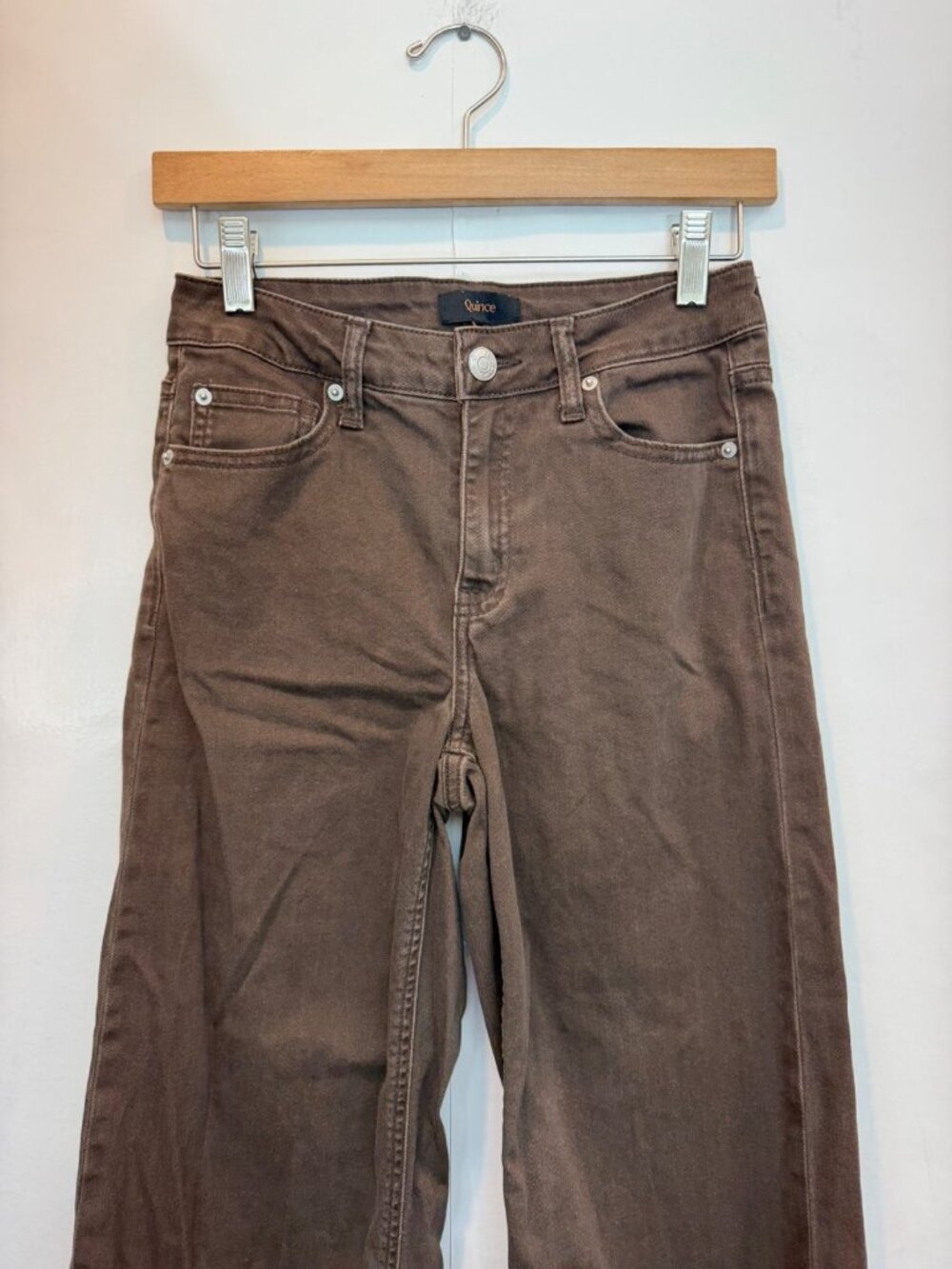 Quince Bella Stretch Wide Leg Jeans Size 26 Coffee Bean Brown Cotton Blend - Picture 4 of 7